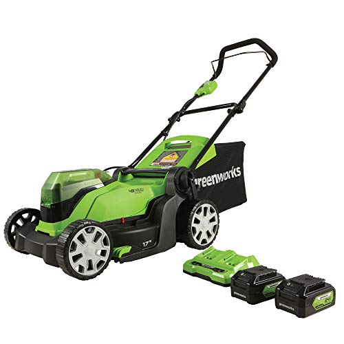 Greenworks 48V (24V x 2) 17" Cordless (Push) Lawn Mower (200+ Compatible Tools), (2) 4.0Ah Batteries and Dual Port Rapid Charger Included