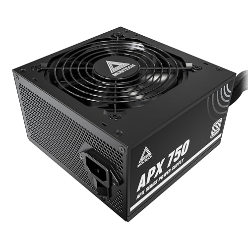 MONTECH APX 750W-Non-Modular Power Supply-80 Plus White Certified-Intel ATX12V-DC-to-DC Converter Technology- Flat Cable Design to Enhance Thermal efficiency-120mm Fan- 5-Year Warranty (APX 750W)