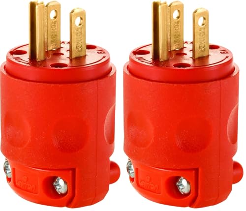 Leviton 515PV-OR 15 Amp, 125 Volt, Grounding Plug, Orange (Pack of 2)