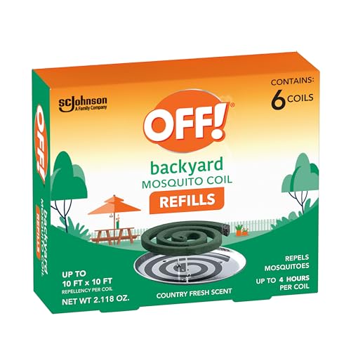 OFF! Backyard Mosquito Repellent Coil Refills, Perfect for Outdoor Patios Country Fresh Scent, 6 Count (Pack of 1)