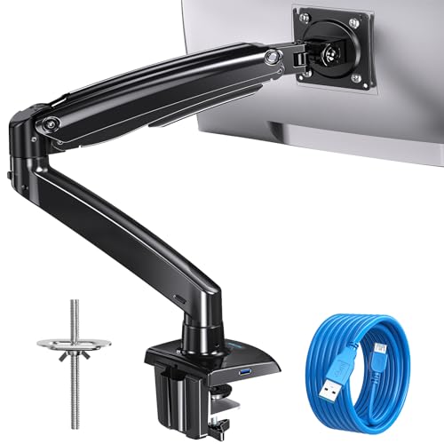 ​HUANUO Heavy Duty Monitor Arm for 49-Inch Ultrawide/Curved Screens, Full Motion Adjustable Monitor Mount with Aircraft-Grade Aluminum, Holds 26.4lbs, VESA 75x75/100x100mm​