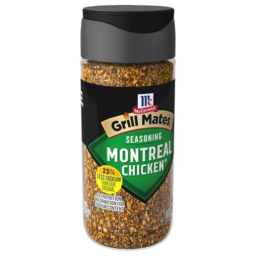 McCormick Grill Mates 25% Less Sodium Montreal Chicken Seasoning, 2.87 oz (Pack of 6)