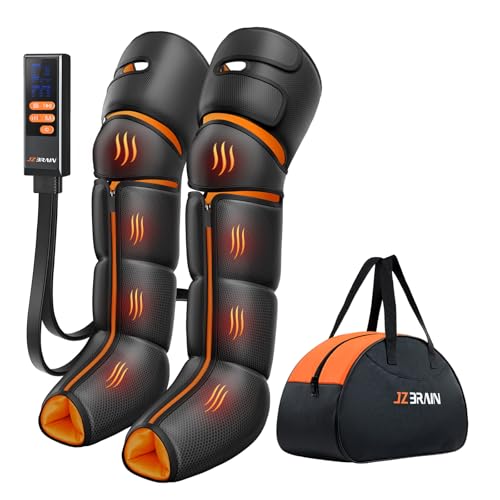 JZBRAIN Leg Massager with Heat and Compression for Circulation, Foot and Calf Thigh Massager for Pain Relief, Compression Boots with Heated Knee, 9 Intensity, 6 Modes, 3 Heat