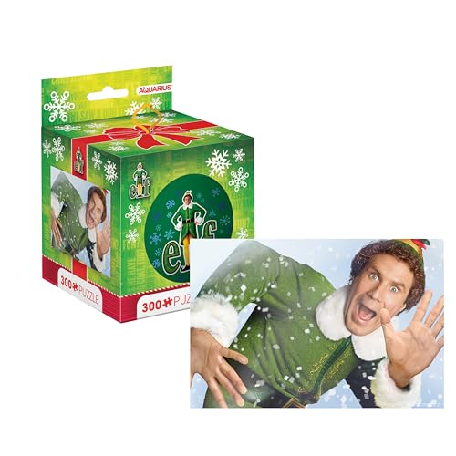Aquarius Elf 300 Piece Jigsaw Puzzle in Tin Globe (3.25 x 3.25) - Officially Licensed ELF Merchandise & Collectibles - Puzzle 8 x 6 Inches