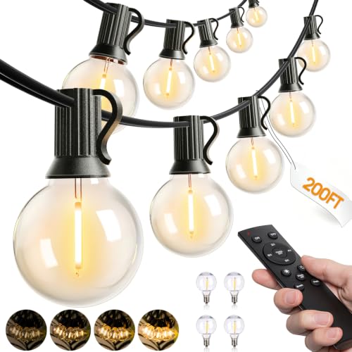 addlon 200FT Outdoor String Lights G40 LED Remote Dimmable Waterproof