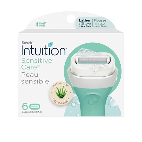 INTUITION Schick Refill, Razors for Women Sensitive Skin | Intuition Razor Blades Refill with Organic Aloe, Razor Refills , 6 Count (Pack of 1)