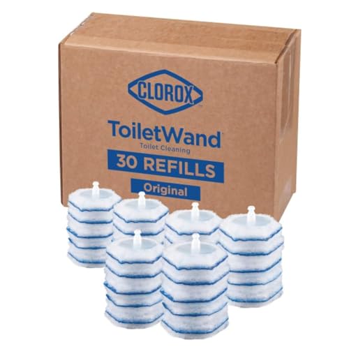 Clorox ToiletWand Disposable Toilet Cleaner Refills, 30 Count, Kills 99.9% of Germs and Viruses, Touch-Free Toilet Cleaning, Original Scent