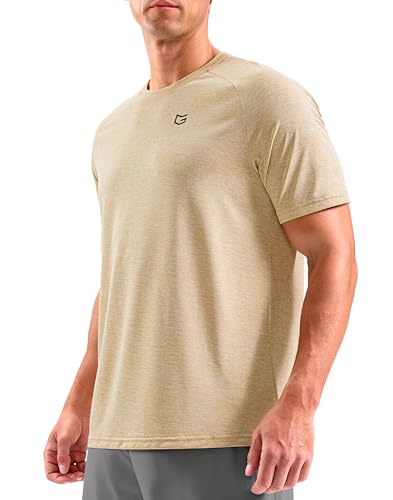 G Gradual Mens Workout Dry Fit Shirts Athletic Performance T-Shirts Moisture Wicking Lightweight Tee Shirts for Gym Running(Wheat Khaki,M)
