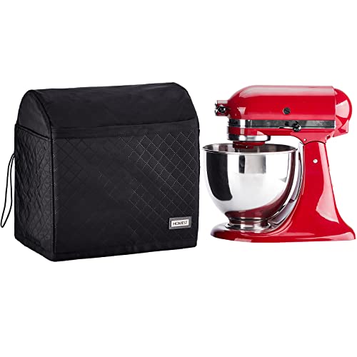 HOMEST Stand Mixer Quilted Dust Cover with Pockets Compatible with KitchenAid 5/4.5 Quart Tilt Head, Black(Patent Design)