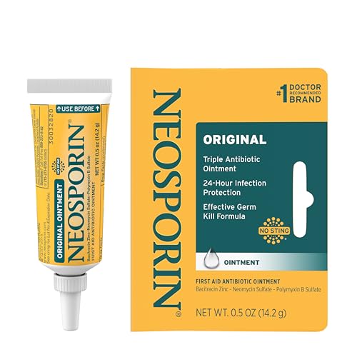 Neosporin Original First Aid Triple Antibiotic Ointment with Bacitracin Zinc for Infection Protection, Wound Care Treatment & Helps Minimize the Appearance of Scars for Minor Wounds, .5 oz