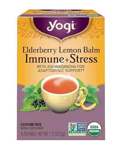 Yogi Tea, Tea Immune Stress Elderberry Lemon Balm Organic, 16 Count
