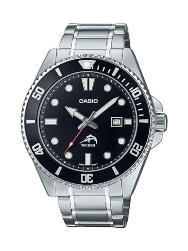 Casio Classic Diver Stainless Steel Watch Date Indicator MDV-106DD-1A1VCF, Black/Silver