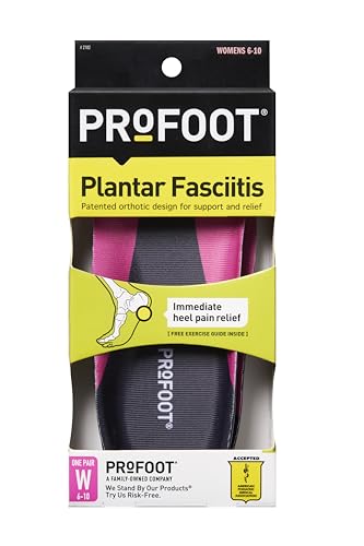 PROFOOT Plantar Fasciitis Orthotic Insoles for Women (Sizes 6-10) – Gel Shoe Inserts for Instant Heel Pain Relief and Arch Support – 1 Pair of Heel Pads