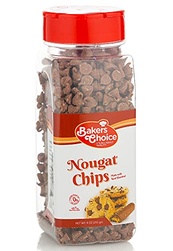 Nougat Flavored Chocolate Chips Non Dairy, Kosher 9 Ounce. Baker’s Choice