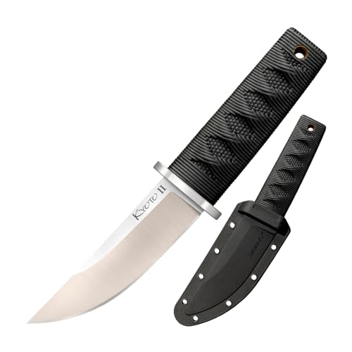 Cold Steel Kyoto II 3-3/8" Durable Compact 8Cr13MoV Stainless Steel Fixed Blade Drop Point Outdoor Hunting Utility Knife, 3 3/8" Textured Kray-Ex Handle, Sheath Included