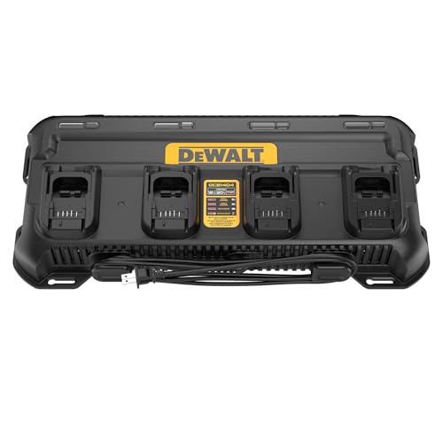 DEWALT Battery Charger 12V MAX, 20V MAX, FLEXVOLT 20V/60V MAX, 4 Amp, Fast Charger, Multiport Simultaneous Charging Station (DCB1404)