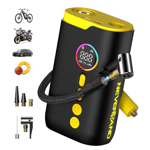 NEVERLAND Tire Inflator Portable Air Compressor - 150 PSI Bike Air Pump, Auto Electric Air Inflator for Car Tires, Motorcycle, Bicycle, Bike Tire Pump with Gauge