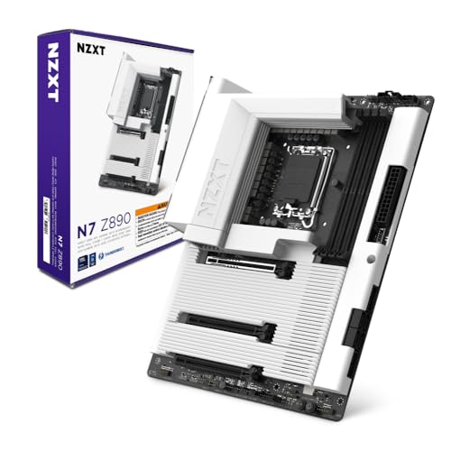NZXT N7 Z890 – Intel Z890 LGA 1851 ATX Gaming Motherboard for Core Ultra (Series 2) - 16+1+2, DDR5, 5X M.2, PCIe 5.0, Wi-Fi 6E, 2.5GbE, Thunderbolt 4 - Full Cover – White