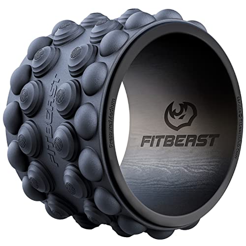 FitBeast Back Roller, Back Wheel Foam Roller - Targeted Muscle Roller for Deep Tissue Massage, Back Stretcher (9'', Black)