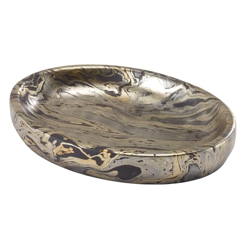Nicole Miller - Soap Dish, Resin Countertop Accessories, Ideal for Kitchen & Bathroom, Dorm Room Essentials (Harper Collection, Black/Gold)