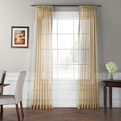 HPD Half Price Drapes SHCH-VOL7-108-PR Solid Voile Poly Sheer Curtain Pair (2 Panels) (2 Panels), 50 X 108, Soft Tan