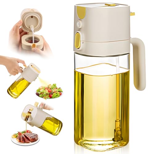 MUOOMU Oil Sprayer for Cooking, Upgraded Olive Sprayer Bottle, Air Fryer Accessories, Mister 7oz/200ml Vinegar Spritzer, Kitchen Gadgets for Salad, BBQ, Roasting (Glass-C (Upgraded))
