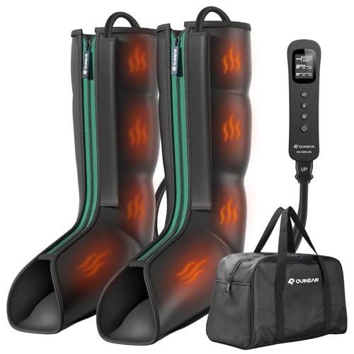 QUINEAR Leg Massager for Circulation and Pain Relief, Heating Leg Compression Massager with 3 Modes, Foot and Calf Massager with 3 Intensities 3 Heats - Gift for Mom and Dad