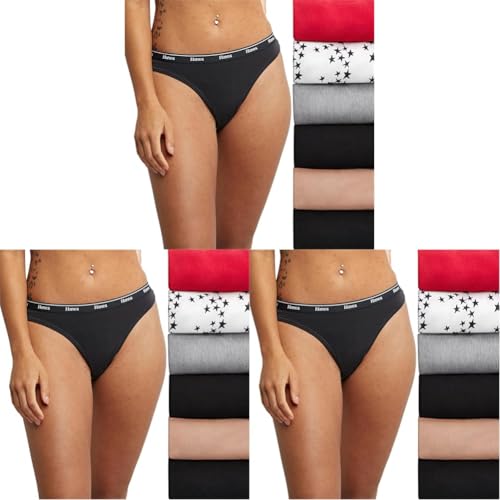 Hanes Originals Women's Underwear Thong Panties, Stretch Cotton Underwear, Basic Assorted Colors, 18-Pack