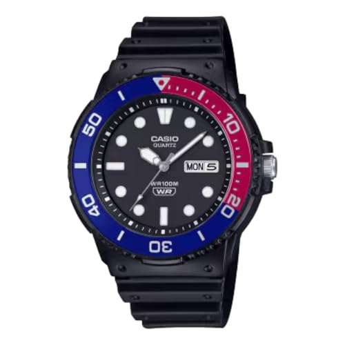Casio MRW-230H Series | Black/Blue/Red | Rotating Bezel | 100M Water Resistant | Day-Date Indicator | Analog Watch