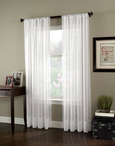 Curtainworks Soho Voile Sheer Curtain Panel, Winter White, 59 x 132 in
