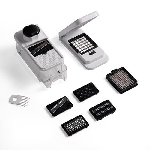 CAROTE Mandoline Slicer Vegetable Chopper with Container, Food Chopper Vegetable Cutter, Cheese Graters, Dicer for Kitchen, BPA-Free Kitchen Gadgets with Safety Holder