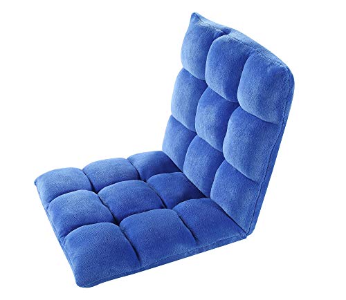 Iconic Home Lounge Adjustable Recliner Rocker Memory Foam Armless Floor Gaming Ergonomic Chair, Royal Blue 43.3D x 21.5W x 5.5H in