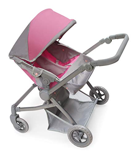 Badger Basket Voyage Twin Carriage Doll Stroller for 18 to 20-Inch Dolls with Rotating Pram Handle and Storage Features – Perfect for Little Mommies on the Go!