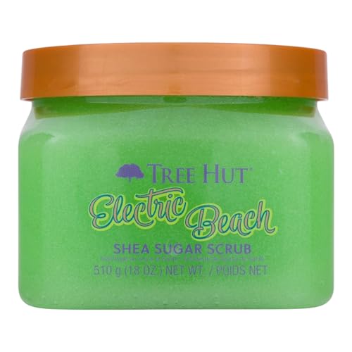 Tree Hut Electric Beach Shea Sugar Scrub, Exfoliating, Hydrating & Moisturizing Body Scrub with Shea Butter & Nourishing Essential Oils, Smooth & Soften Skin, Refreshing Skincare Essential, 18 oz