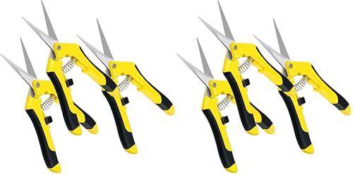 iPower 6.5 Inch Gardening Scissors Hand Pruner Pruning Shear for Gardening and Trimming, Heavy-Duty, Ultra Sharp Stainless Steel, Yellow, 6-Pack