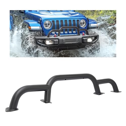HECASA Front Brush Guard Compatible with 2018-2024 Wrangler JL Gladiator JT Triple-Hoop Grille/Winch Guard Steel Powder Coated Replacement for 82216474AA