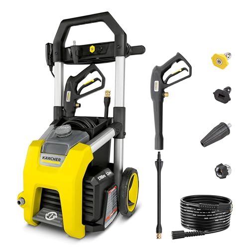 Kärcher Pressure Washer K1700, 3 Spray Nozzles, Detergent Tank, for Cars, Driveways, Siding, Patios, 2125 max. PSI, 1.46 max. GPM