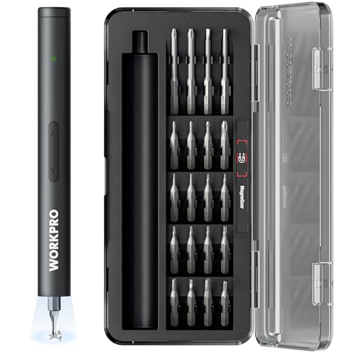 WORKPRO 20-in-1 Mini Electric Screwdriver with Magnetizer & S2 Steel Bits, 3.6V Rechargeable Precision Screwdriver Set for Electronics, Phone, Camera, Laptop & Watch