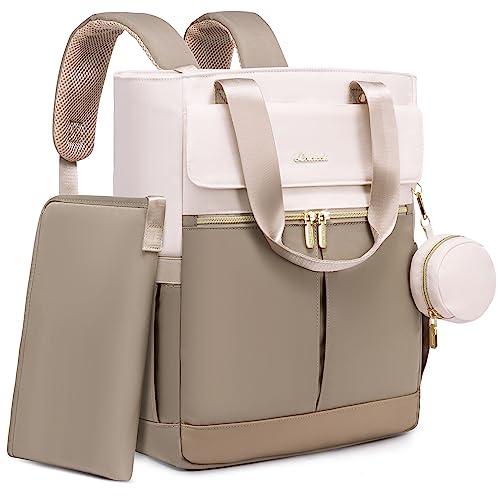 LOVEVOOK Diaper Bag Backpack,Diaper Tote Bag with Insulated Pockets,Bag with Changing Pad,Large Bag with Pacifier Case,15.6 Inch Anti-Theft Laptop Backpack for Women
