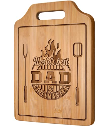 AceThrills Fathers Day Gift for Dad Gifts from Husband Daughter Son, Dad Birthday Gift from Daughter Who Wants Nothing - Engraved Bamboo Cutting Board 12.3"L x 8.7"W x 0.4"Th