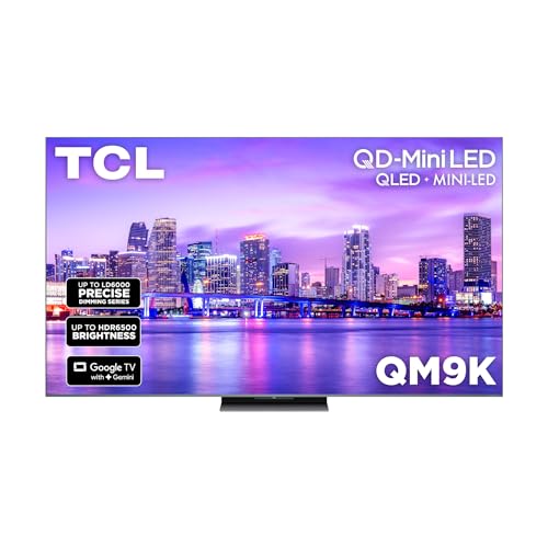 TCL 85 Inch Class QM9K Series | Mini LED QLED 4K | 85QM9K, Latest Model | 144HZ Peak Brightness & Contrast Dolby Vision | Up to LD6K Precise Dimming | AI Smart Google TV | Dolby Atmos Bang & Olufsen