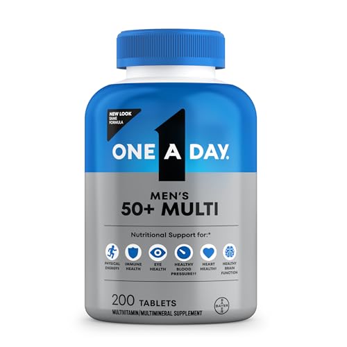 One A Day Men’s 50+ Healthy Advantage Multivitamin, Multivitamin for Men with Vitamins A, C, E, B6, B12, Calcium and Vitamin D, Tablet, 200 Count (Pack of 1)