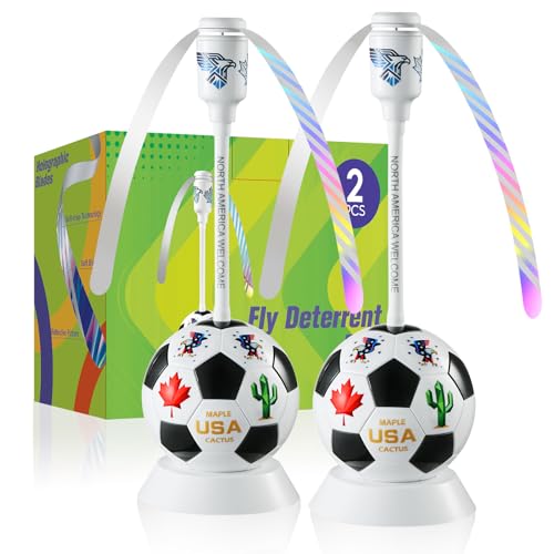 chemotex Soccer Theme Fly Fans for Tables, Table Top Fly Spinner to Keep Flies Away from Food, Outdoor Fly Repellent Fan for World Cup Party Decorations, Birthday Party Decor, BBQ (2)