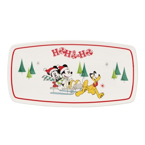 Lenox Serveware, Disney Holiday Hors Doeuvres Tray, Food Tray, 13.75 x 7.75-Inch, Microwave Safe and Dishwasher Safe Porcelain, Christmas Serving Platter Trays, Christmas Table Centerpieces (1 Piece)