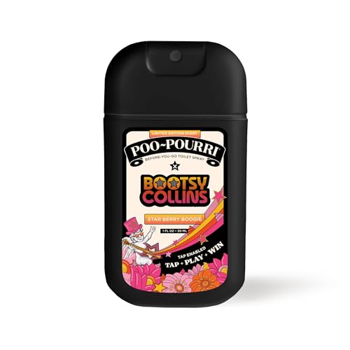 Poo-Pourri Before-You-Go Toilet Spray, Bootsy Collins, Star Berry Boogie, 1 Fl Oz Pocket Travel Size - Freshly-Picked Strawberries, Citron and Zesty Bergamot