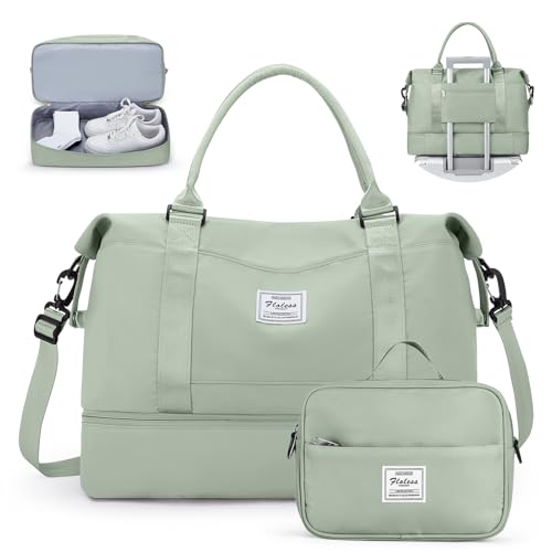 Travel Duffel Bag with Shoes Compartment, Carry on Overnight Weekender Bags for Women, For Spirit Airlines 18x14x8 Personal Item Bag