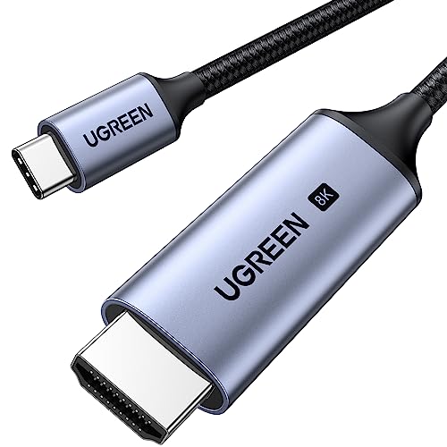UGREEN USB C to HDMI Cable 8K@60Hz 4K@240Hz Thunderbolt 4/3 Type C to HDMI 2.1 Cable 48Gbps HDR HDCP2.3 Compatible for MacBook Pro Air iPad, Mac mini, iPhone 17 ProMax, Galaxy S26, Pixel 9, XPS, 6.6FT