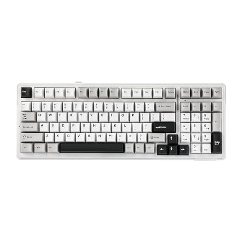EPOMAKER x Aula F99 Wireless Mechanical Keyboard, Hot Swappable Gasket Custom Gaming Keyboard with Five-Layer Padding, BT/2.4GHz/USB-C, 8000mAh Battery (White Grey, Graywood V3 Switch)