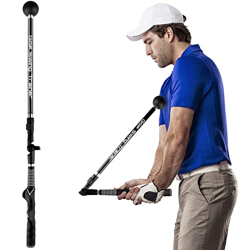 TAOTOP Golf Swing Trainer Aid Adjustable, Portable Golf Training Aid to Improve Hinge, Forearm Rotation, Shoulder Turn – Lightweight, Foldable Golf Swing Training Aid Stick with Ergonomic Grip (Black)