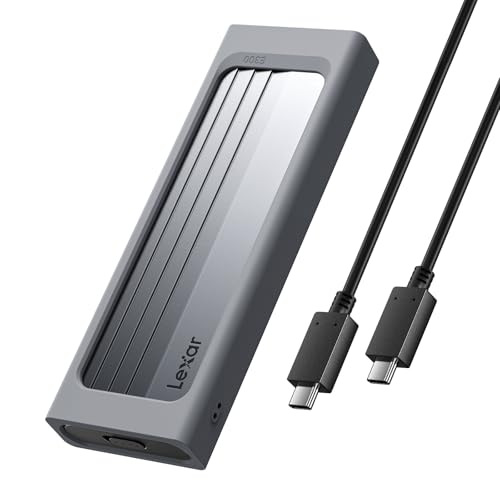Lexar E300 M.2 NVMe SSD Enclosure, USB 3.2 Gen 2 (10Gbps) External SSD Reader, Tool-Free Portable Adapter, Compatible with M/B+M Keys, Support 2230/2242/2260/2280 NVMe SSDs up to 4TB